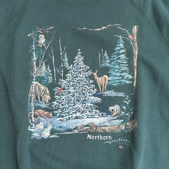 Vintage Northern Reflections Forest Green Wildlife Sweatshirt Small - Picture 2 of 9